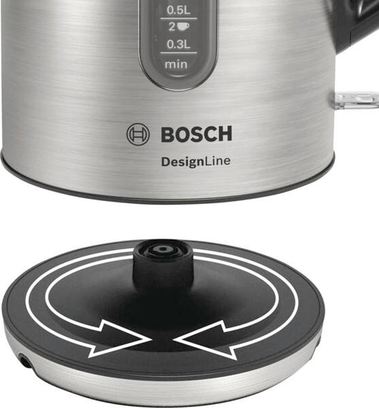 Bosch Wasserkocher TWK4P440 DesignLine Edelstahl mit Wasserstandanzeige 2400 Watt 1,7 Liter