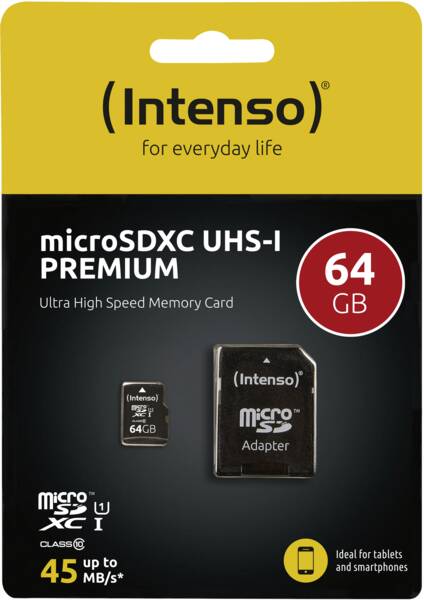 Intenso Micro SD Card 64GB UHS-I inkl. SD Adapter