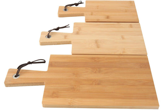 3-tlg Bambus Schneidebrett Set mit Griff Holzbrett Speisebrett Holz Servierbrett