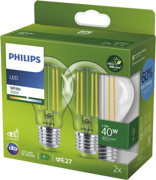 Philips LED Leuchtmittel E27 40 W 3000K CL UE 2PF/SRT Lampen