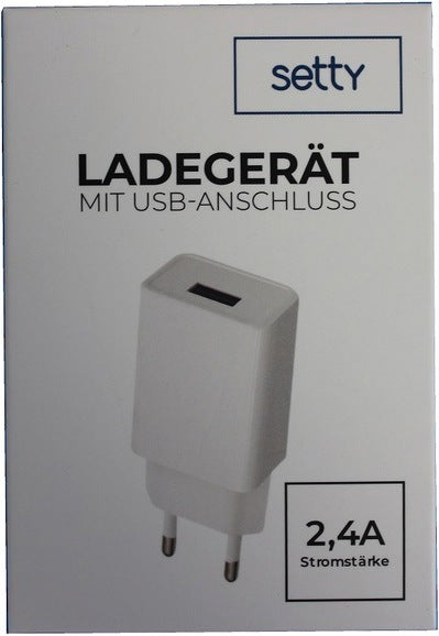 USB Ladegerät für Steckdose 2.4A weiß