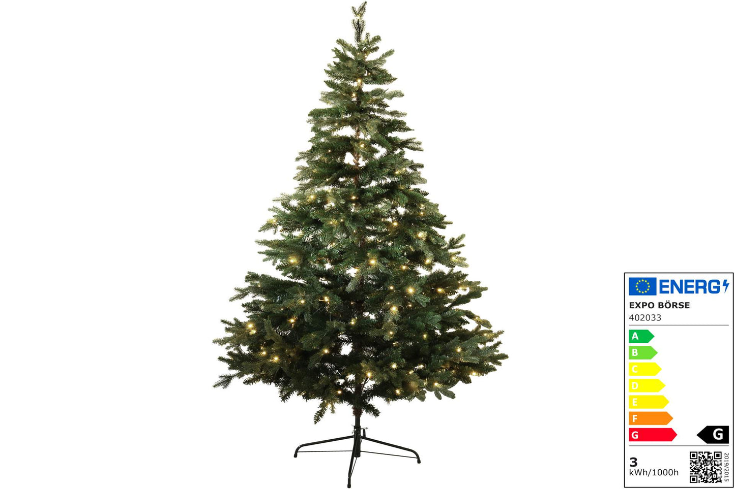 X-Mas XXL Weihnachtsbaum mit Lichterkette und Metallständer180 cm 210 LED