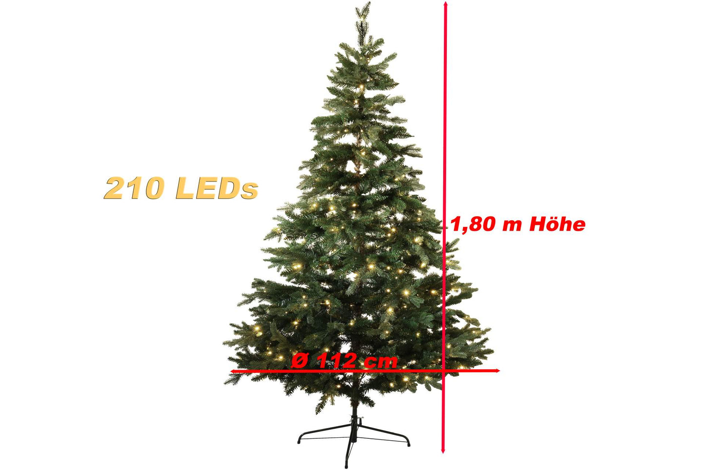 X-Mas XXL Weihnachtsbaum mit Lichterkette und Metallständer180 cm 210 LED