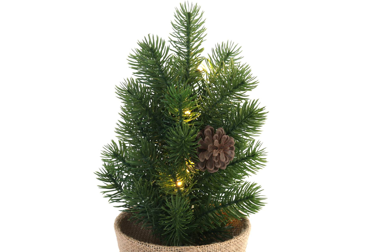 LED Weihnachtsbaum Kunsttanne im Jutetopf 33 cm Batteriebetrieb