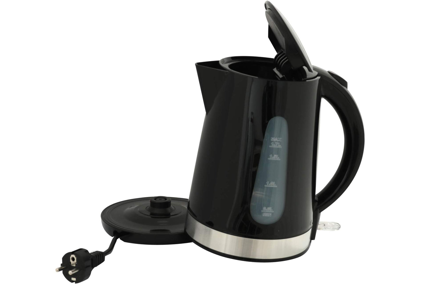 Wasserkocher 1,7 Liter Edelstahl schwarz 2200 Watt