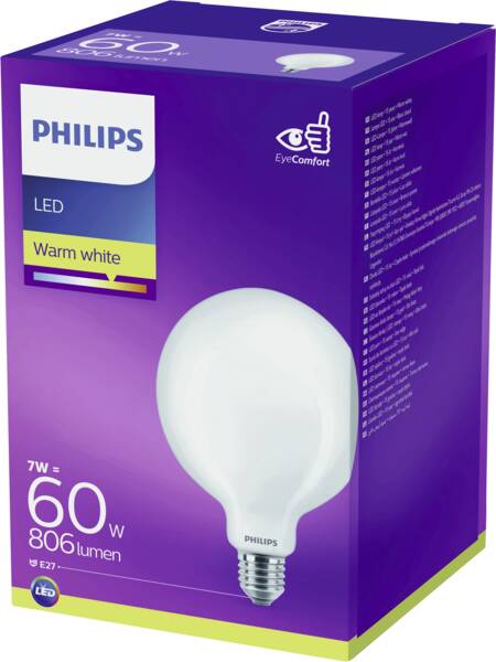 Philips LED Globe 60W E27 Leuchtmittel warm weiß Lampe