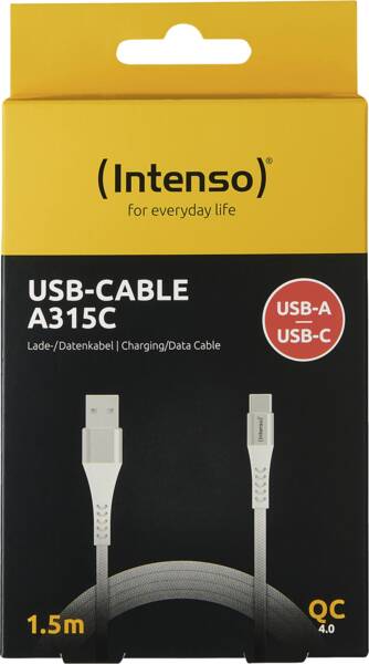 Intenso Ladekabel A315C Nylon USB A USBC 1,5 m Datenkabel