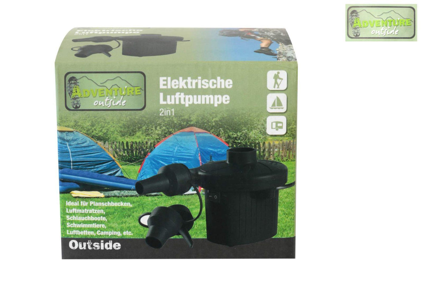 Elektrische Luftpumpe 2 in 1 130 Auf- und Abpumpfunktion 3 Aufsätze