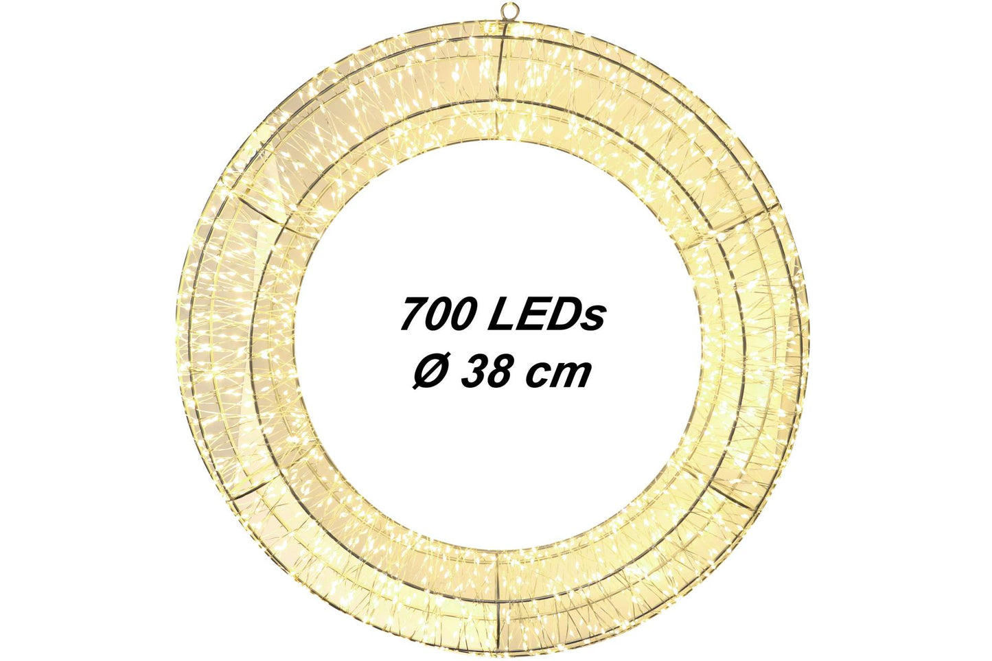 LED Lichtkranz auf Metallgestell 200-700 LEDs Ø 30-38 cm Türkranz Deko Kranz Timer