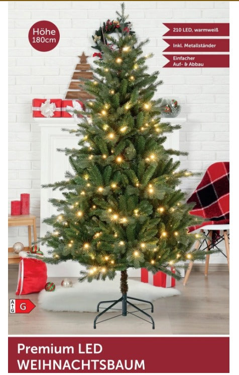 X-Mas XXL Weihnachtsbaum mit Lichterkette und Metallständer180 cm 210 LED