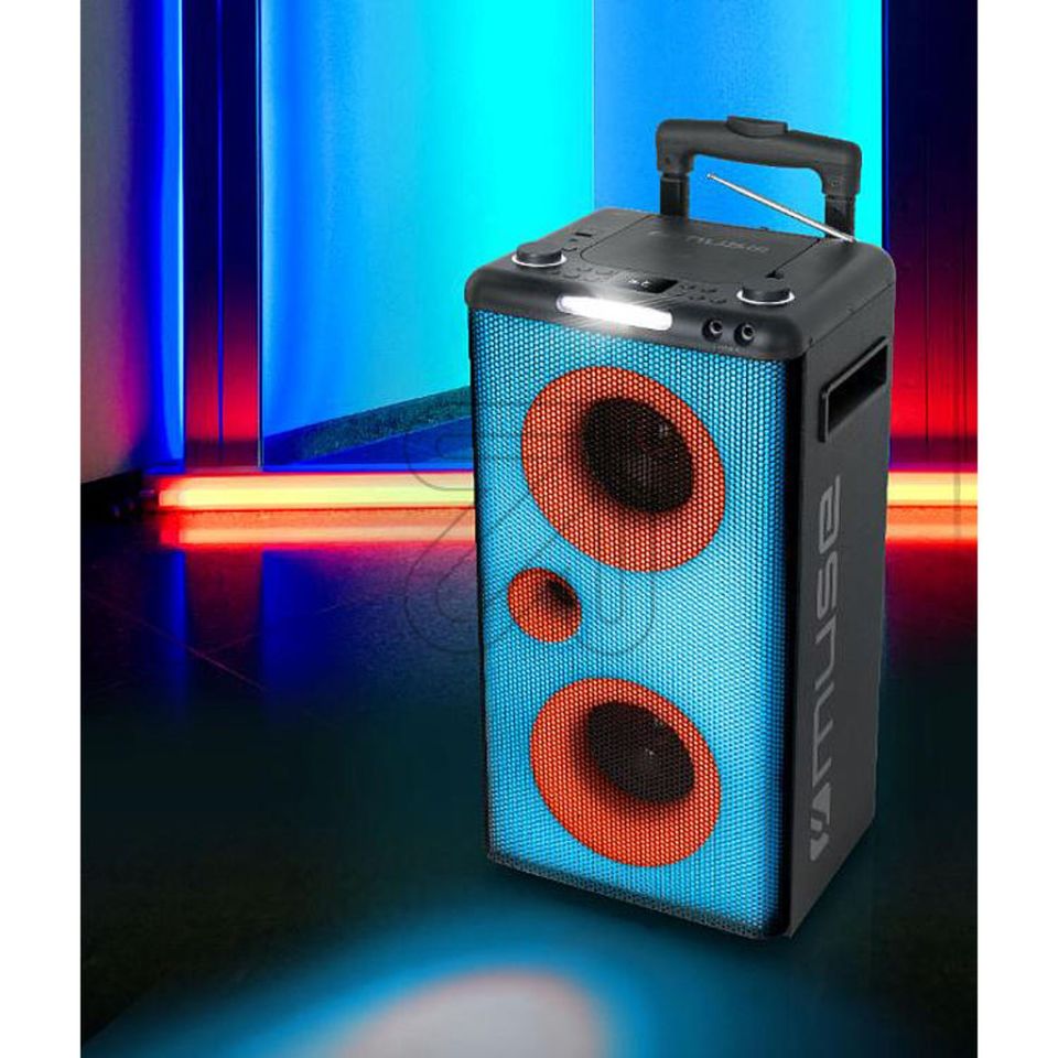 Bluetooth Partybox mit CD M-1928 DJ Lautsprecher mit Trolley Griff und Mikrofon