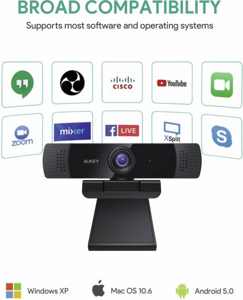 Aukey Webcam PC-LM1E Webcam 1080p Full HD