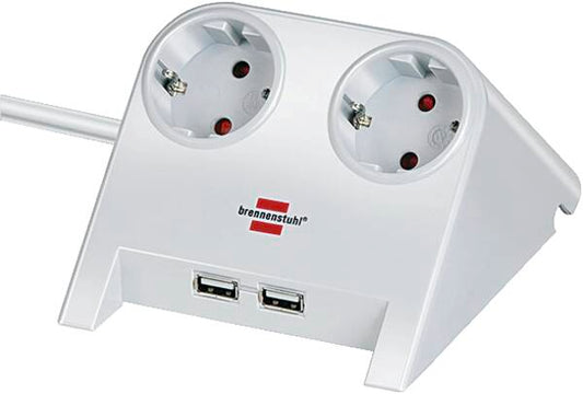 Brennenstuhl Steckdosenleiste Desktop-Power USB-Charger mit 2x USB2.0 Lader 2100mA 2-fach Weiss