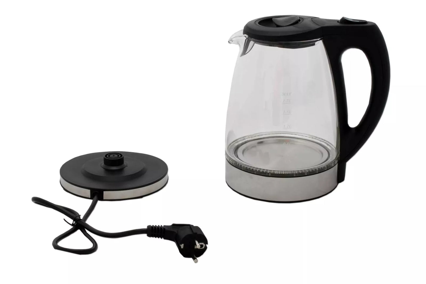 Edelstahl Glas Wasserkocher 1,7 L 2000 Watt mit LED Beleuchtung