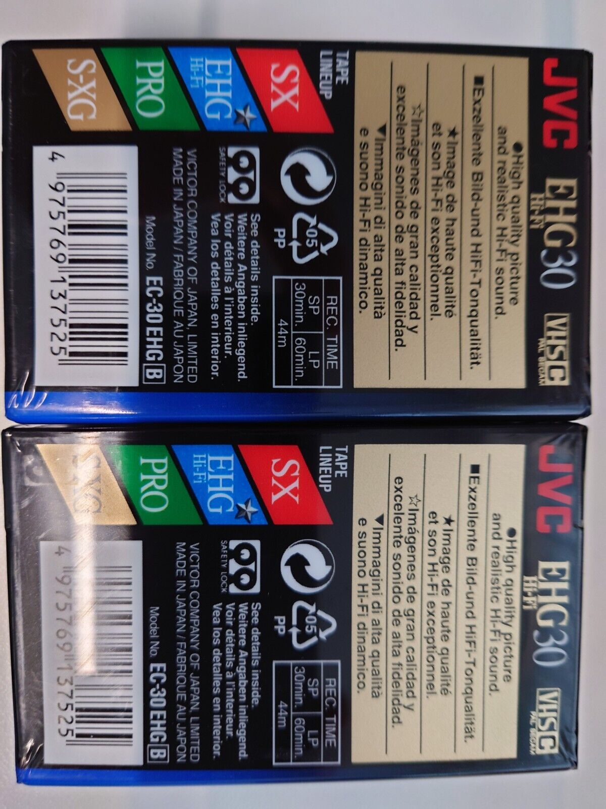 2er-Pack JVC VHS C EC 30 EHG SP 30min LP 60 min SX PRO S-XG EHG